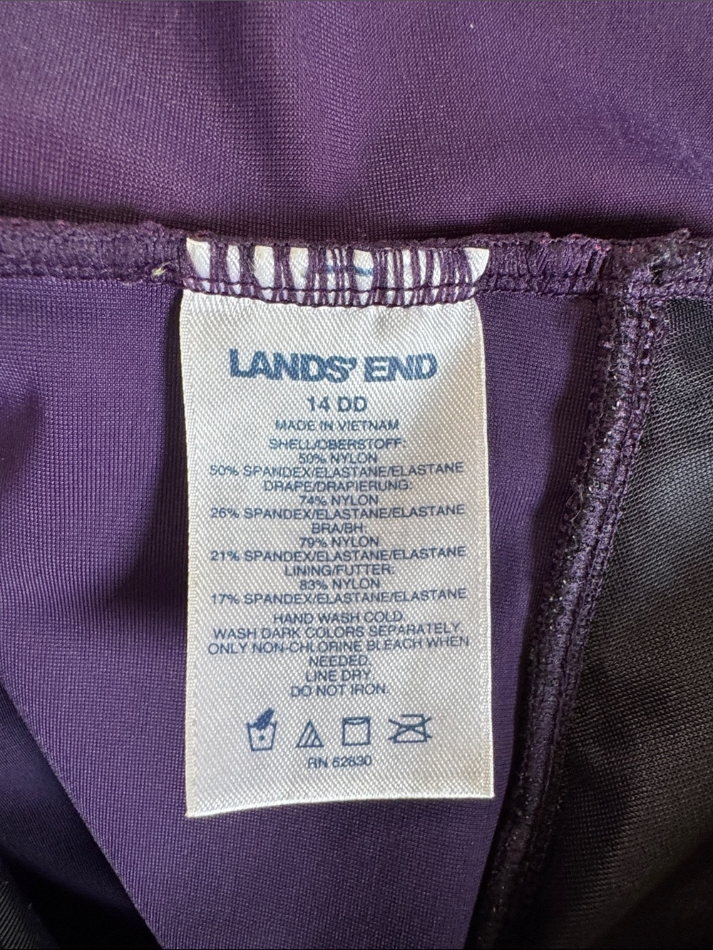 Lands' End Deep Purple V-Neck Ruched One-Piece Swimsuit - Picture 10 of 10